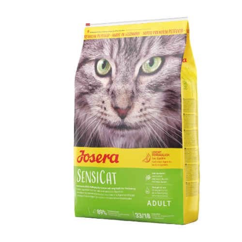 „Hrană uscată Josera SensiCat pentru pisici adulte – formulă ușoară cu pui, ideală pentru pisici cu digestie sensibilă.”
