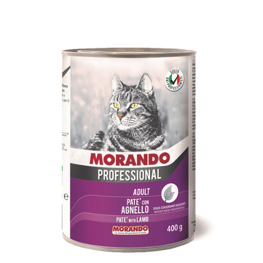 „Hrana umedă pentru pisici PATÉ ADULT CU MIEL, 400 g – alimentație sănătoasă și gustoasă pentru pisici adulte.”