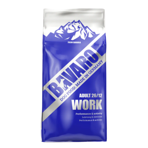 „Hrană uscată BAVARO Work 26/12 18 kg – formulă echilibrată pentru câinii activi cu activitate constantă.