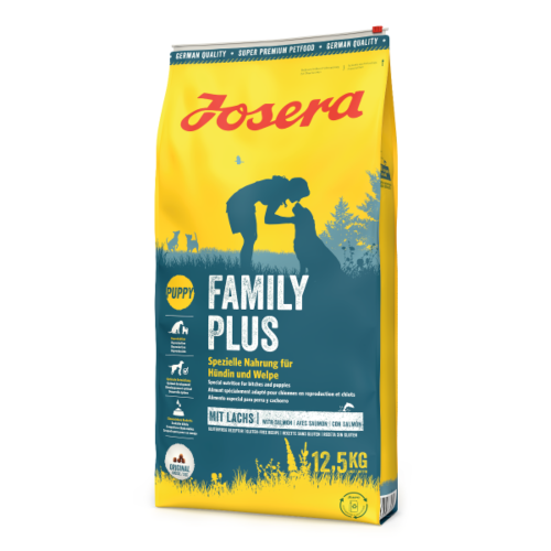 „Hrană uscată Josera FamilyPlus 12.5 kg pentru câini adulți și cățeluși – ideală pentru creștere, sarcină și lactație, sprijinind sănătatea și dezvoltarea armonioasă.”