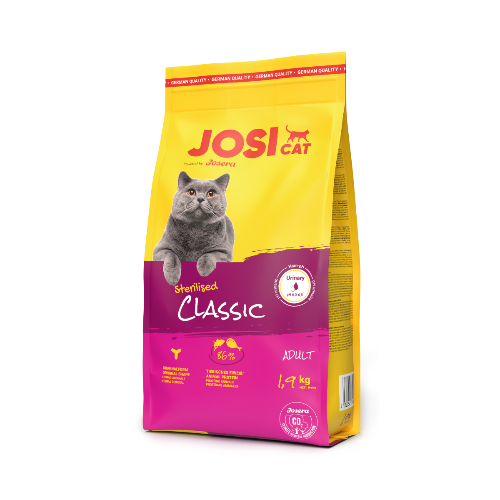 hrană pentru pisici sterilizate JosiCat Sterilised Classic" și "JosiCat Sterilised Classic pentru controlul greutății pisicii tale."