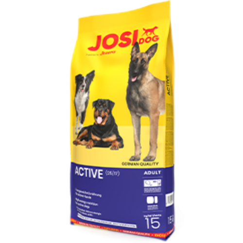hrană pentru câini activi JosiDog Active" și "JosiDog Active pentru câini energici și sportivi."