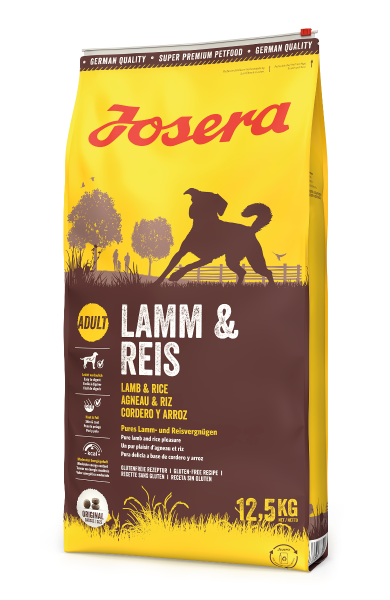 „Hrană uscată Josera Dog Lamb & Rice 12.5 kg pentru câini sensibili – cu carne de miel și orez, ideală pentru câinii cu alergii alimentare și digestie sensibilă.”