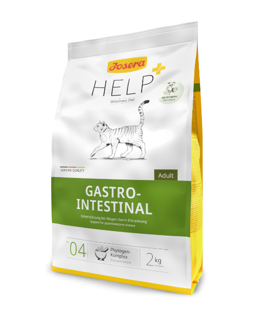 "Hrană uscată Josera HELP Gastro Cat 2kg – soluție nutritivă pentru pisici cu sensibilitate digestivă, ajutând la susținerea tractului gastrointestinal."