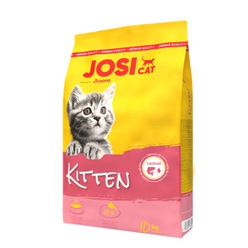 „Hrană uscată JosiCat Kitten pentru pisoi – formulă bogată în proteine pentru o creștere sănătoasă și blană strălucitoare.”