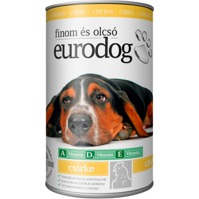 Eurodog - hrana conservata pentru caini adulti cu pui 1240 g