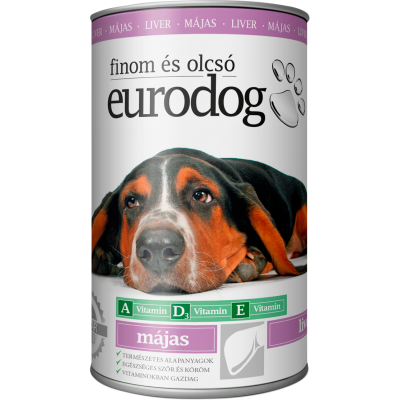 Eurodog - hrana conservata pentru caini adulti cu ficat 1240 g.