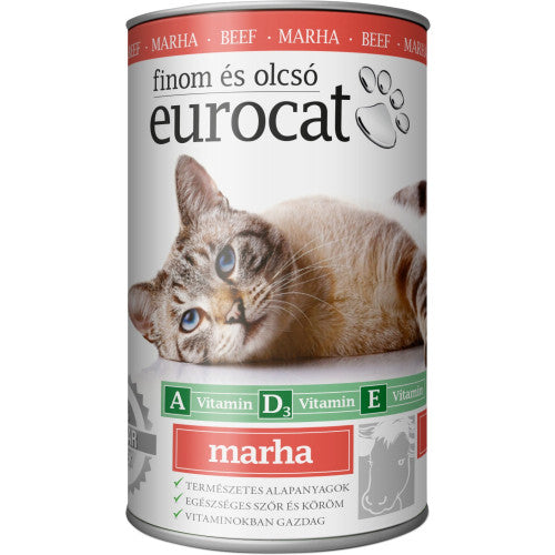 EuroCat Carne de vită hrană umedă pentru pisici bucăți în jeleu cu carne de vită 415 g